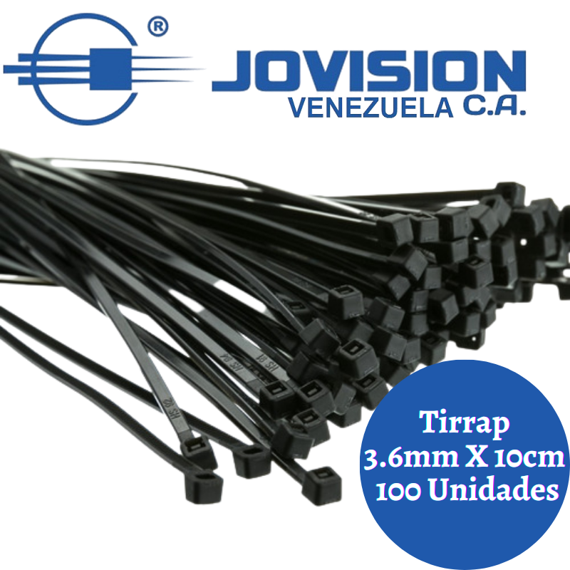 Tirrap 3,6mm X 10cm Negro Amarre Cable Plastico X100 Unidades Colores  Blanco y/o Negro