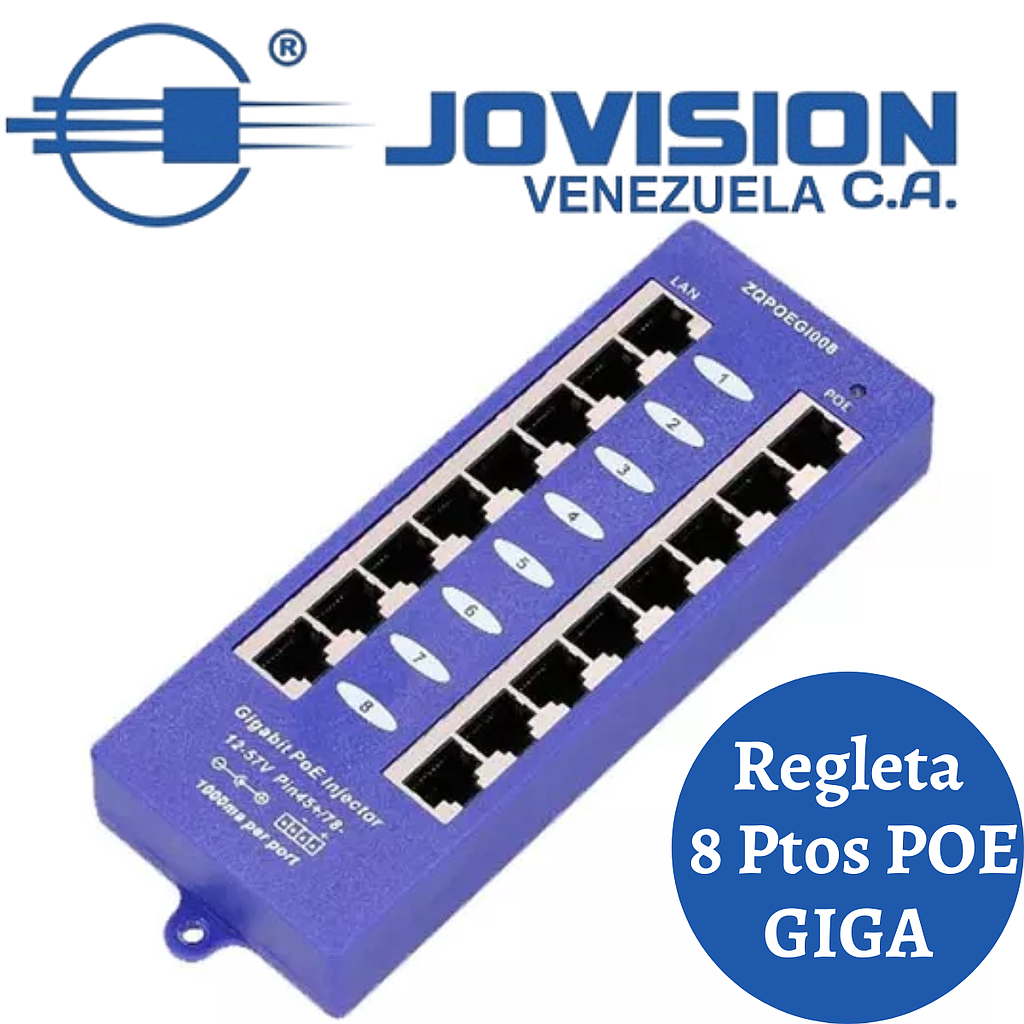 Regleta POE de 8 Puertos Giga 10/100/1000Mbps - Poe Injector 12-57V 650Ma- AGOTADO