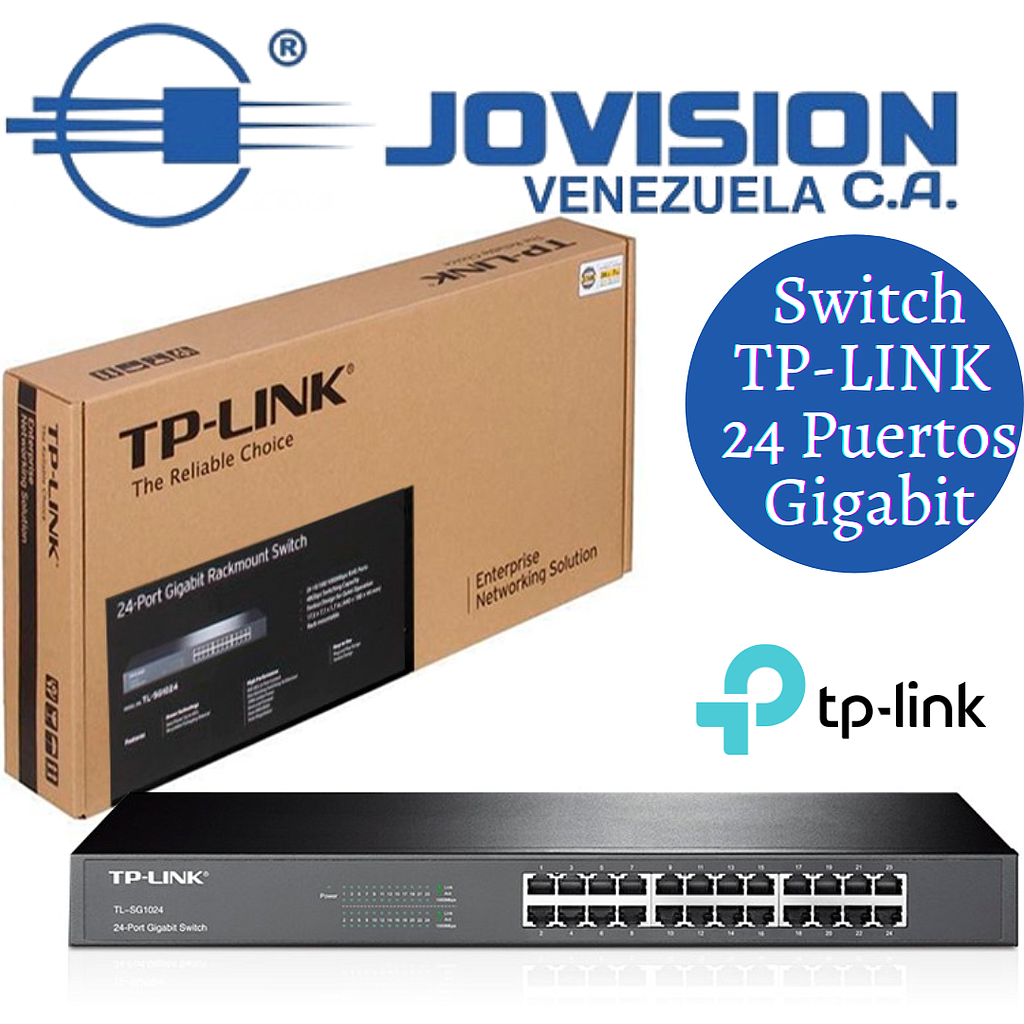 Switch Tp-Link 24 Puertos Gigabit 10/100/1000 Mbps Rackeable Metalico ModeTl-sg1024