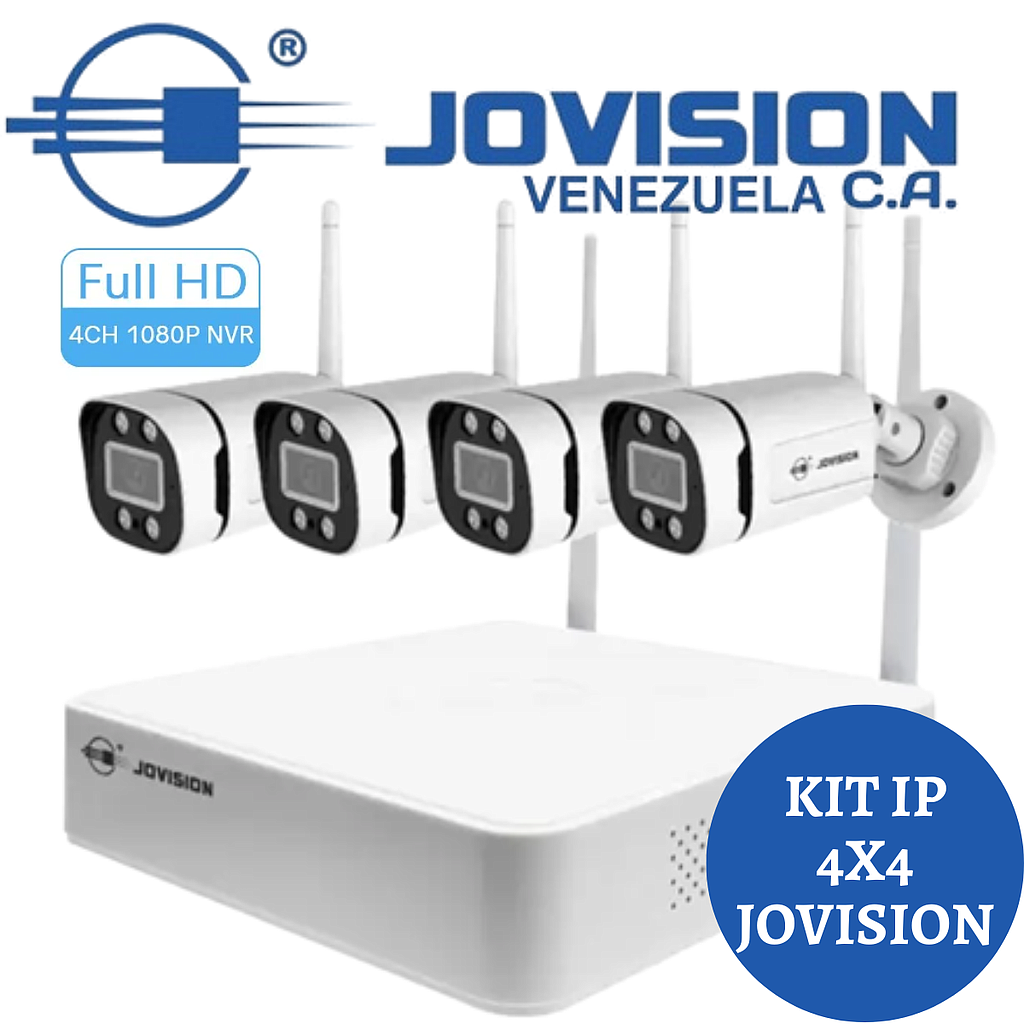 Kit Camaras de Seguridad Ip 4 Canales Wifi Con Nvr Inalambrico 2mp Jovision Model JVS-ND6604-FD
