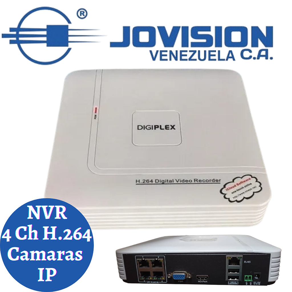 Nvr 4 Canales Digiplex H.264   Camaras Ip P2p Model N1004DP Protocolo Onvif 2.0Cctv