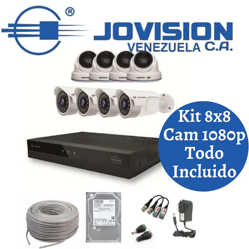Kit Camaras De Seguridad Jovision 1080p Full Hd Todo Incluido 8x8