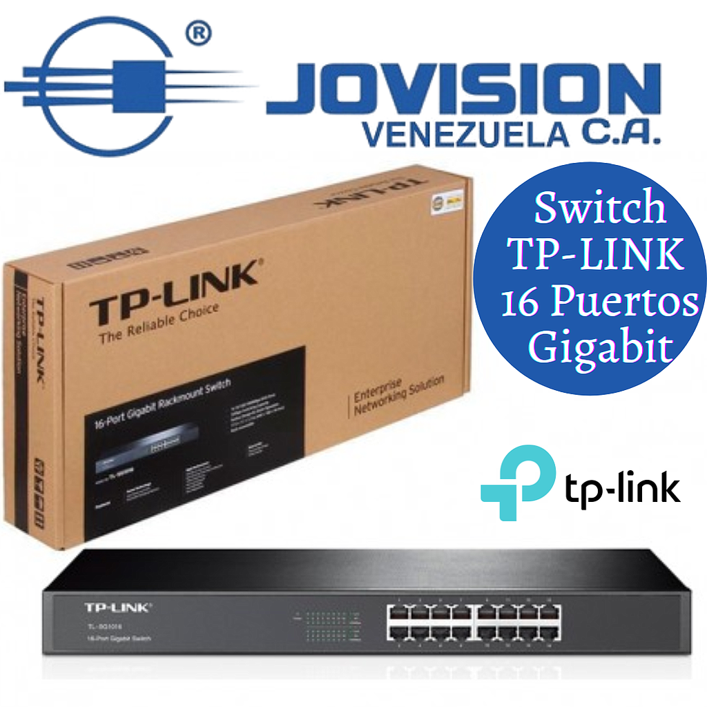 Switch Tp-Link 16 Puertos Gigabit 10/100/1000 Mbps Rackeable Metalico Model TL-SG1016