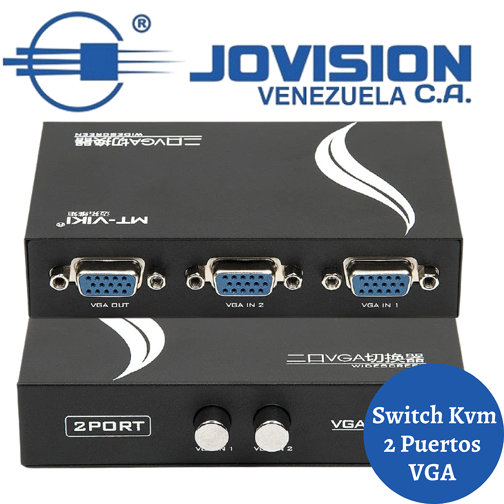 Switch 2 Puertos  VGA 2 Entradas 1 Salida Video 2 Dvr 1 Monitor