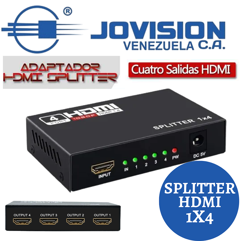 Hdmi Splitter 1x4 Amplificador 4 Puertos Full Hd 1080p 3D 4K-AGOTADO